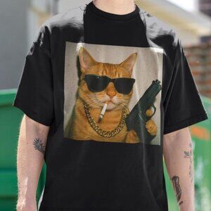 Funny Gangster Cat T-Shirt, Cat Lover Gift